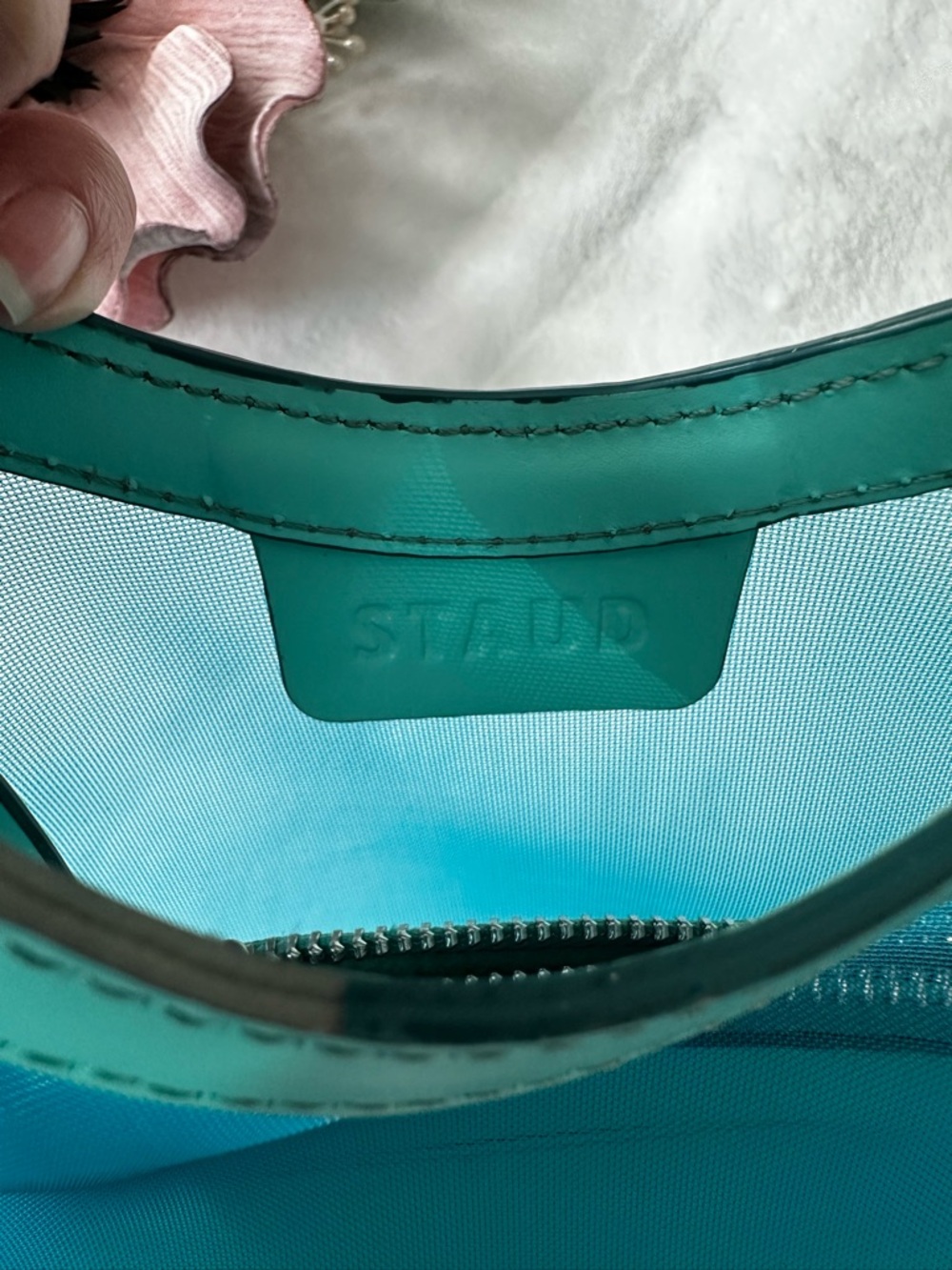 Staud Blue Marine Green Mesh Rey Bag - Picture 9 of 16